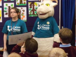 Year 1, 2 & 3 meet Genevieve the Goat from Cancer Focus NI